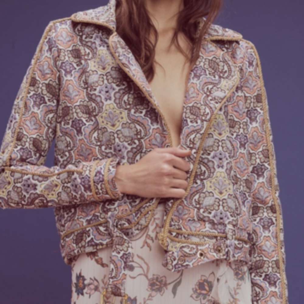 For Love and Lemons Brocade Moto Jacket NWT
